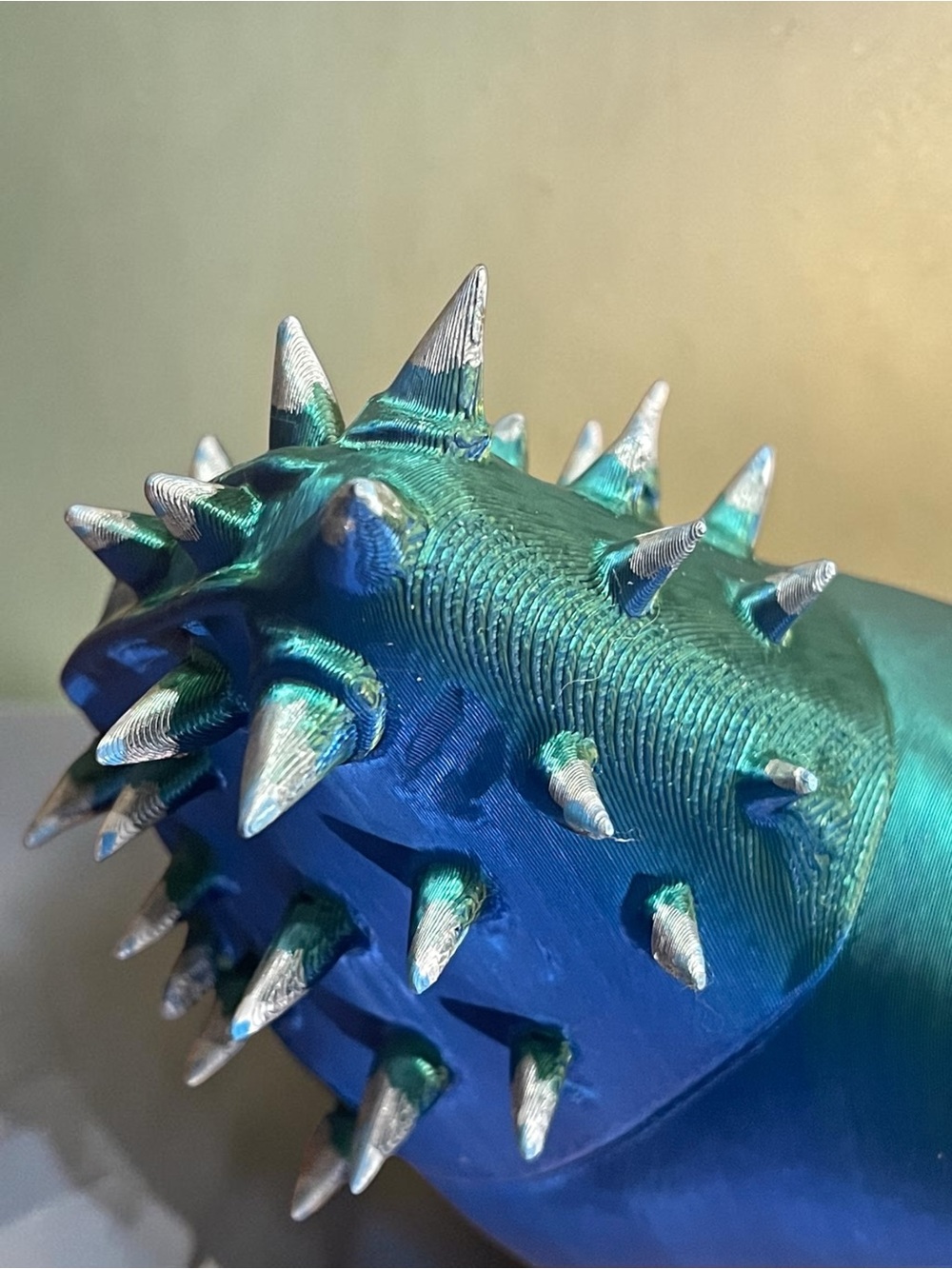 3d Hand Crafted YSL Logo Green & Blue Metallic Silver Spike-Heel Accent Stiletto - Picture 12 of 15